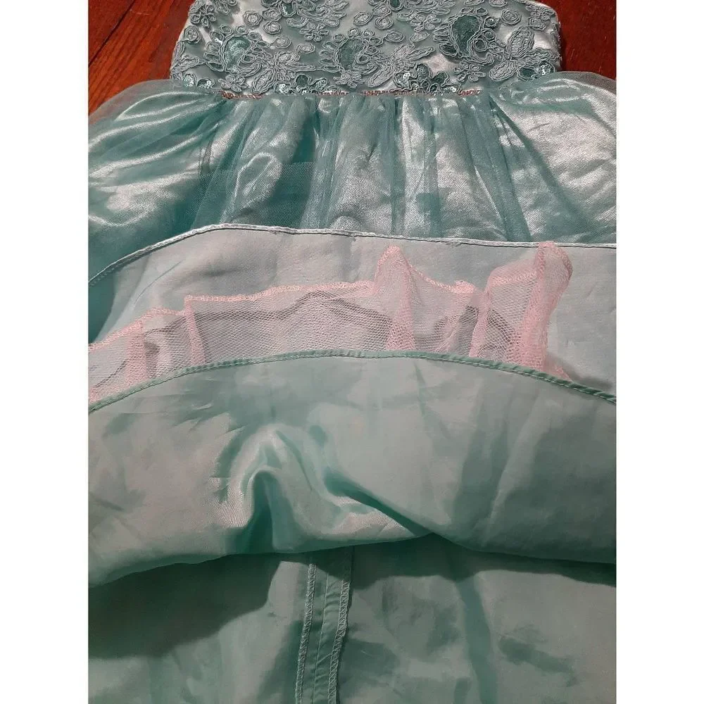 6X Rare Editions Blue Embroidered Sequin Rhinestone Formal Holiday Pageant Dress